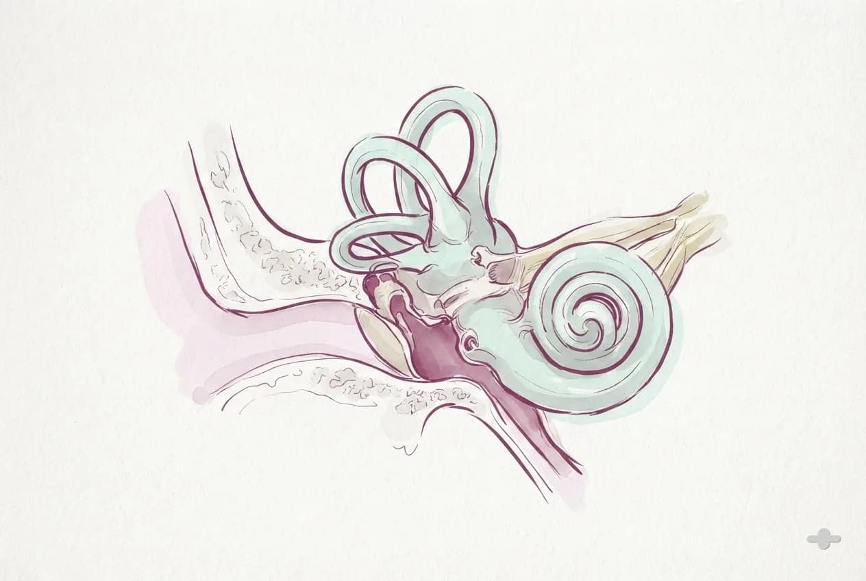 Ink-and-wash anatomical study of the inner ear balance canals